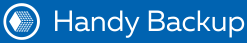 Логотип Handy Backup на синем фоне