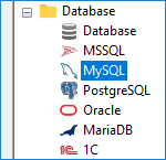 Выбор плагина для бэкапа MySQL в меню Handy Backup